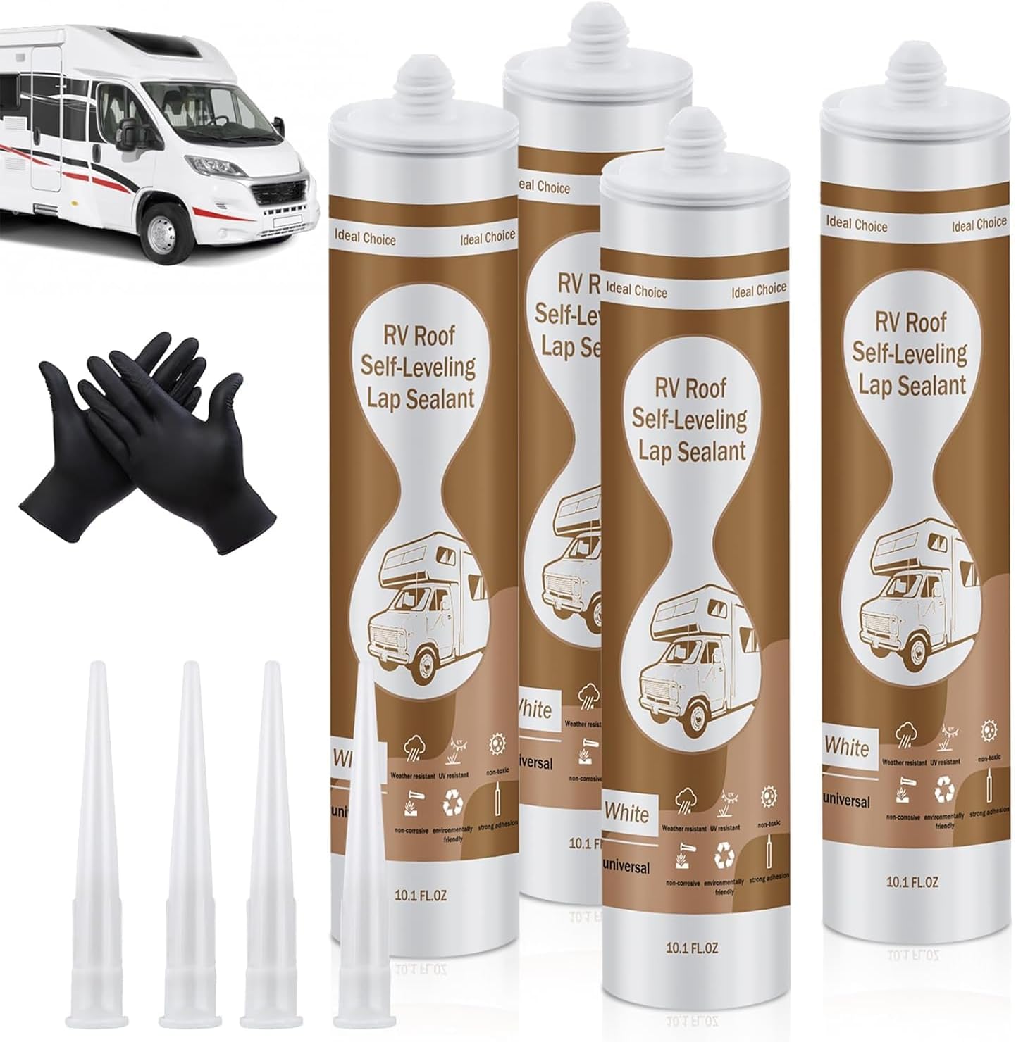 Sellador techo autocaravana autonivelante 4 pzas blanco