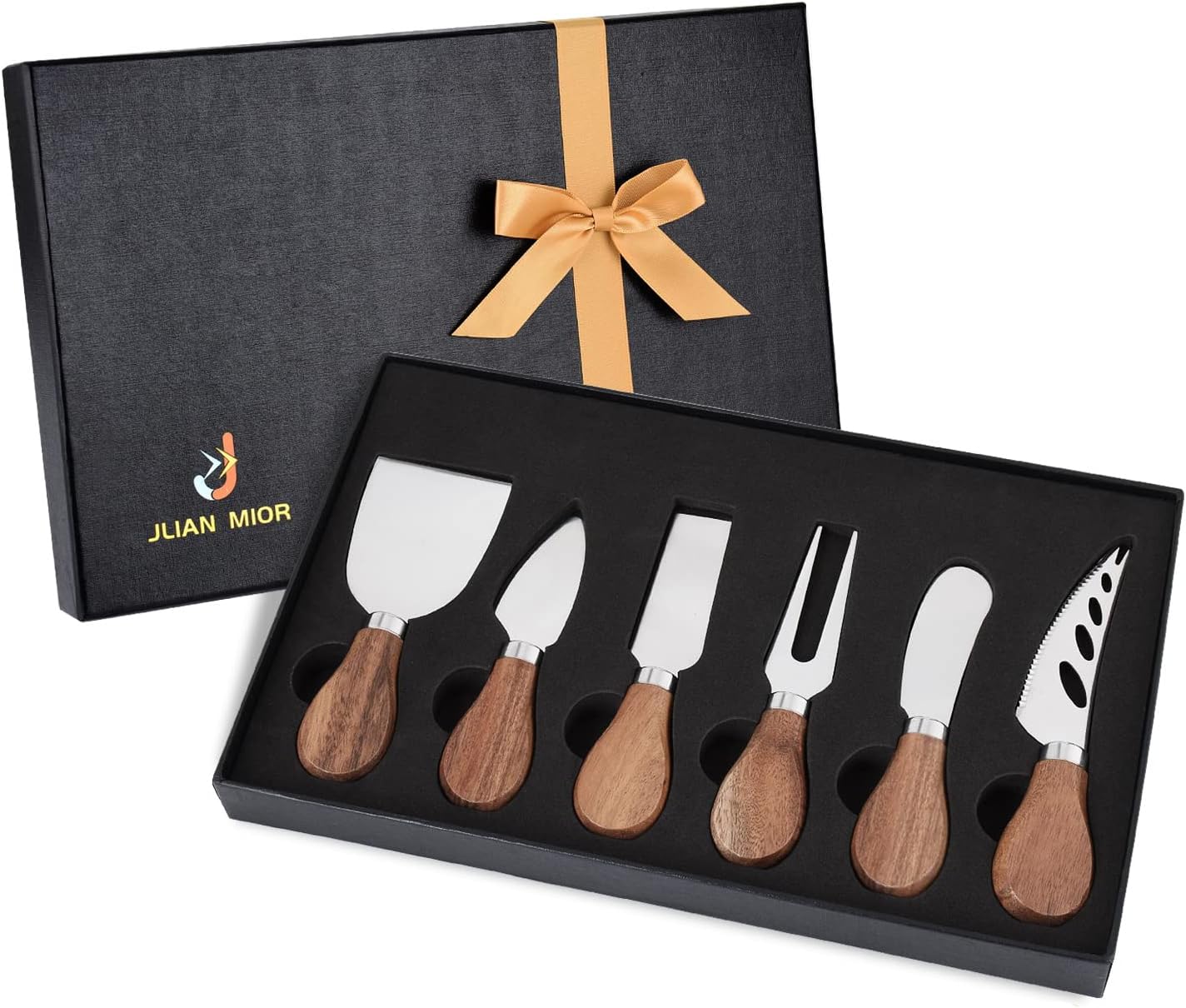 Set 6 Cuchillos Queso Acero Inox Mango Acacia