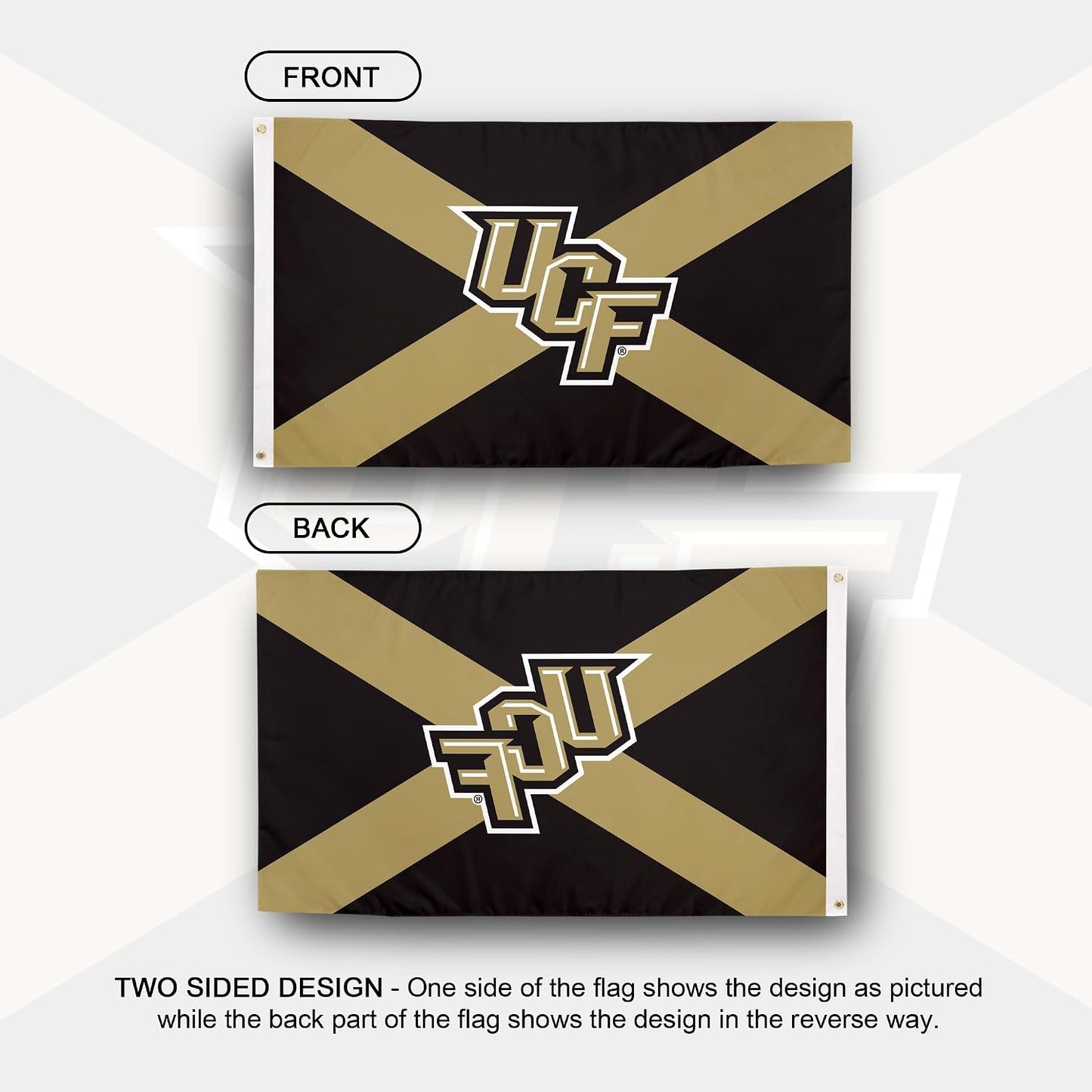 Bandera UCF 3x5ft tela poliéster duradera interiores exteriores