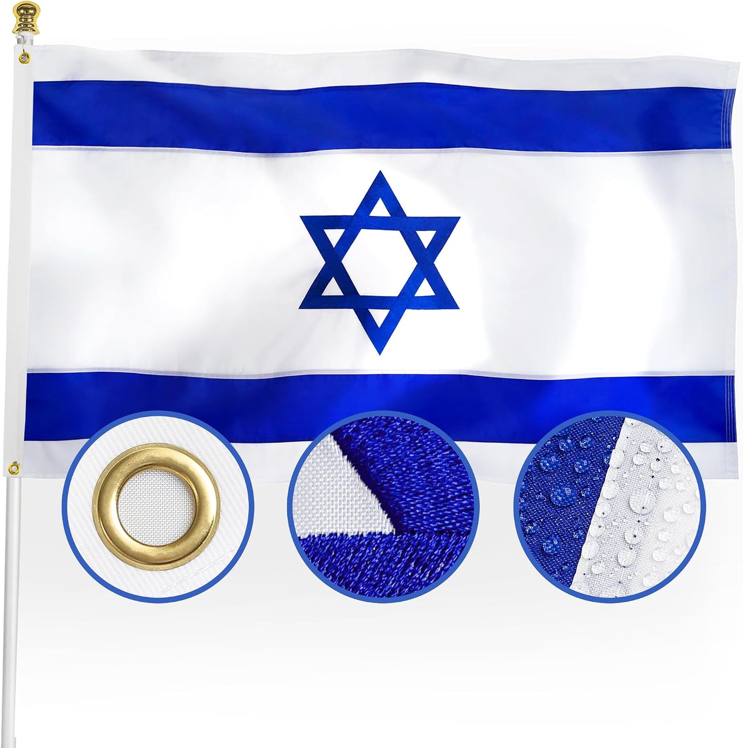 Bandera Israel 3x5ft doble cara nailon 210D bordado