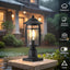 Luz poste exterior negra 14.5pulg impermeable vidrio