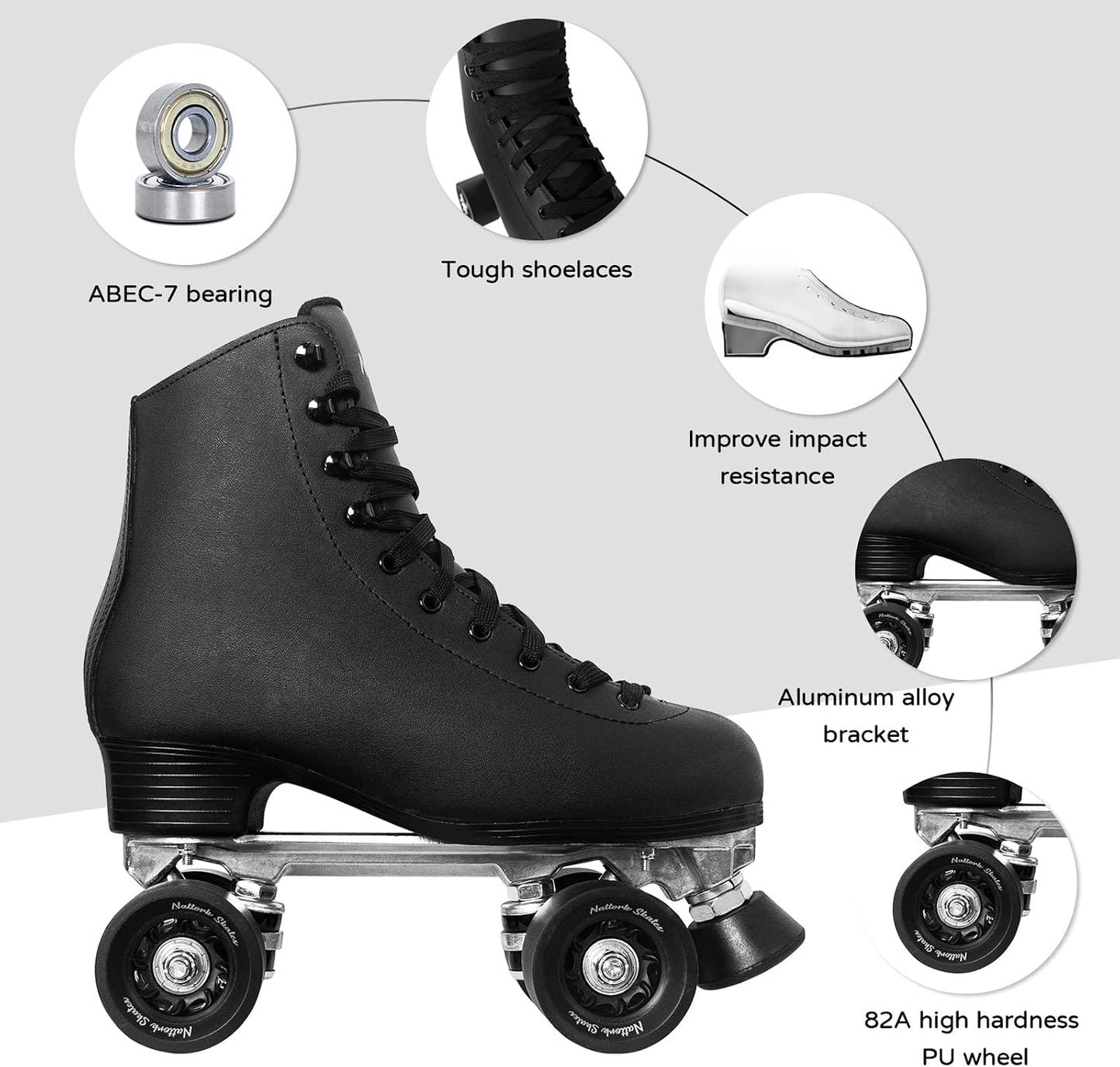 Patines Roller Unisex PU Cuero Interior Exterior