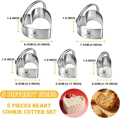 Cortador galletas corazón acero inox 5 pzas