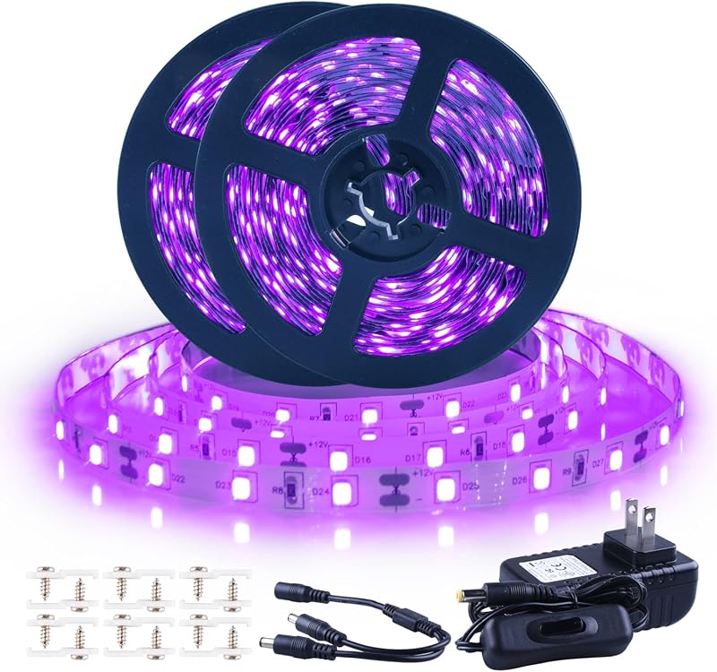 Tira luz UV negra 12V 40ft con kit LED 720 cuentas