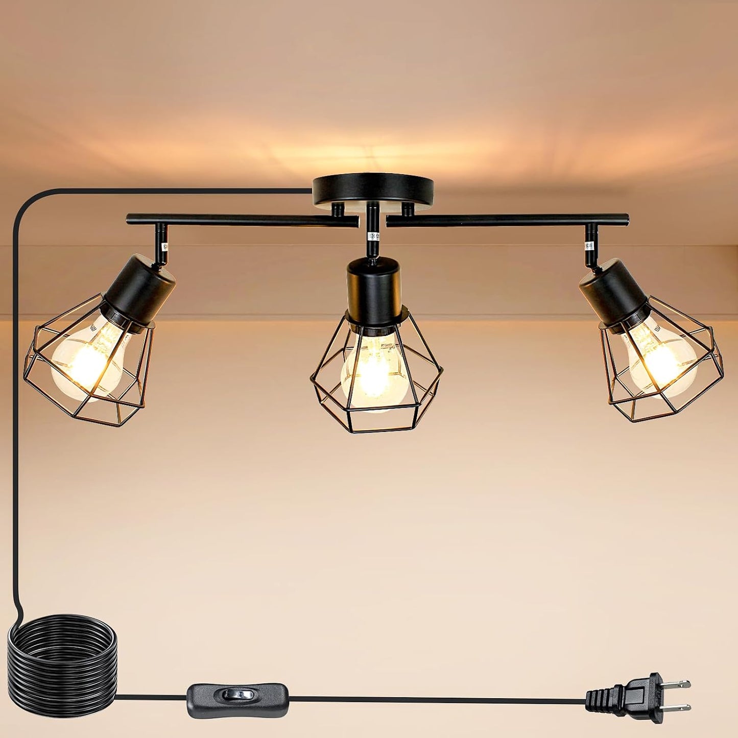 Iluminación riel enchufable 3 luces E26 cocina comedor