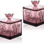Tarro cristal relieve tapa set 2 joyeros rojo morado
