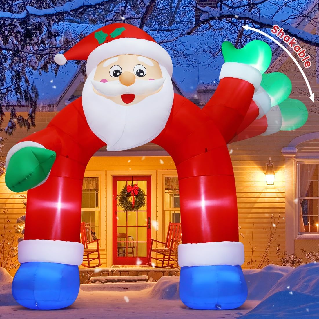 Inflable Navidad 11.8ft arco Papá Noel con LED patio jardín