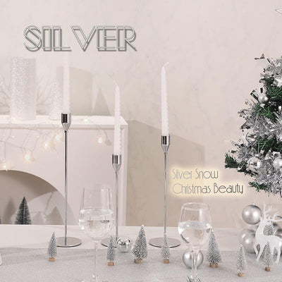 Set 6 portavelas plateados candelabro decoración hogar