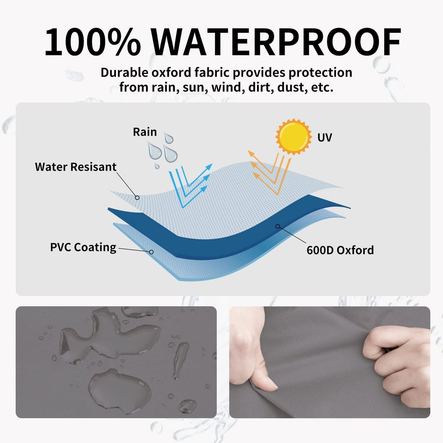 Funda otomana exterior impermeable acolchada 40x30x17 gris