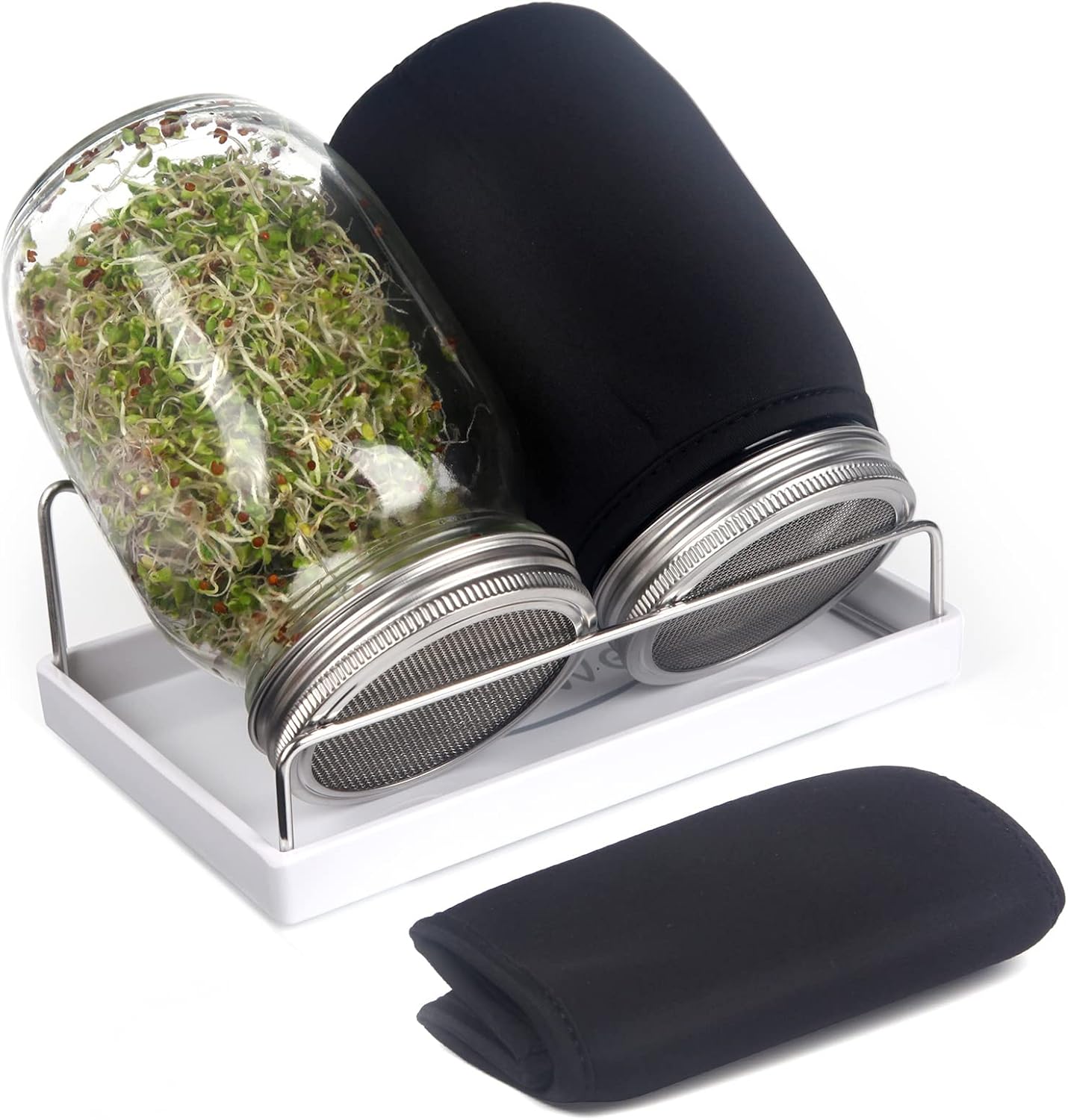 Kit 2 Tarros Germinación Boca Ancha Tapas Acero Inox 316