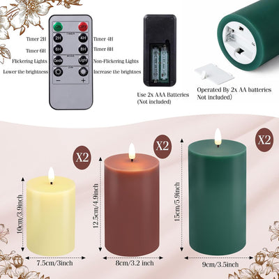 6 Velas LED Sin Llama 4-6pulg Control Remoto Temporizador