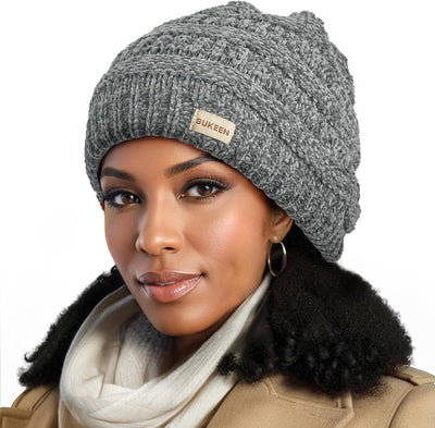 Gorro punto mujer forro polar grueso invierno