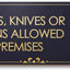 Cartel No Armas en Premio 3x9" Negro/Dorado Resistente