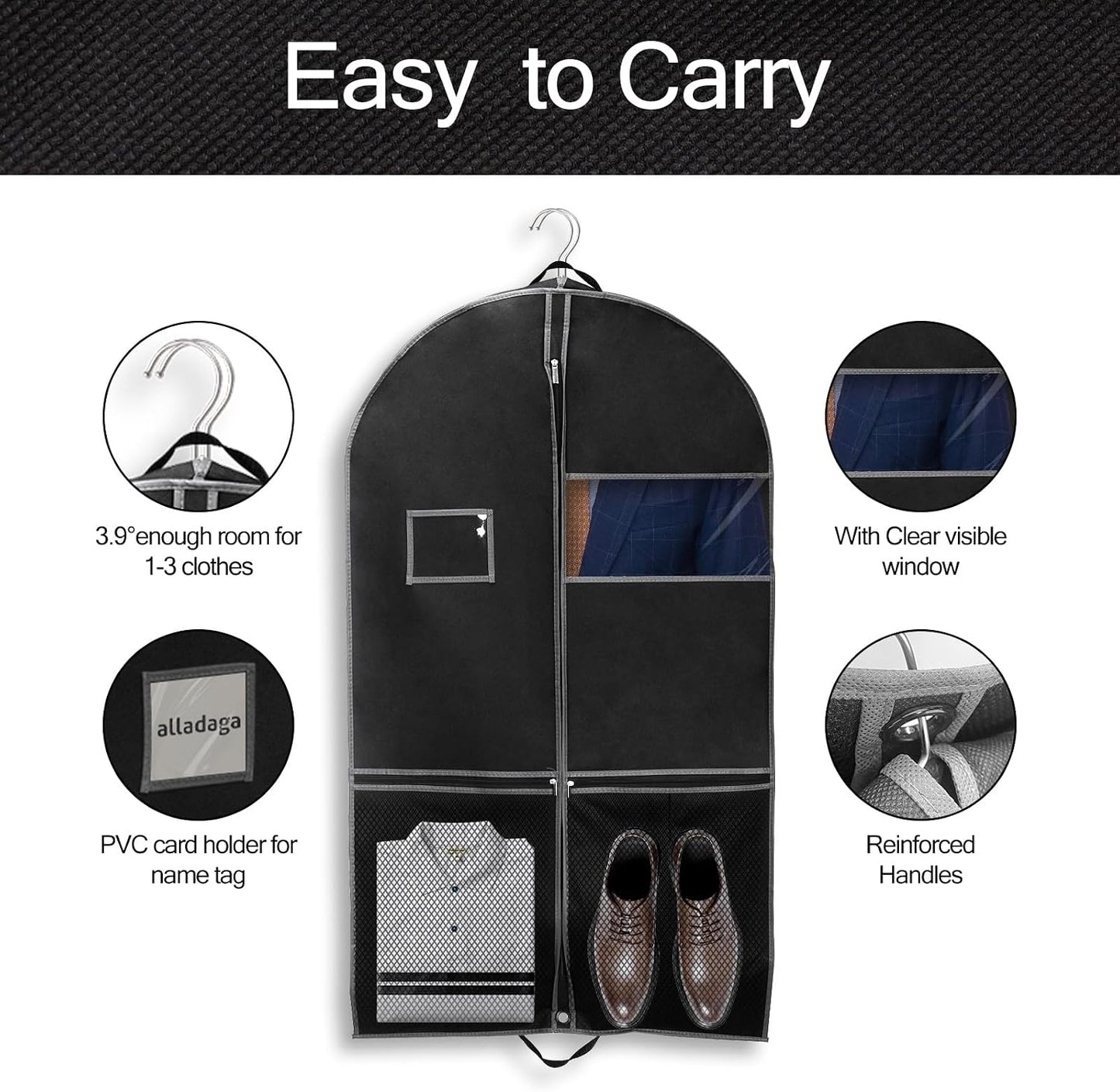 3 Pzas Bolsas Lona para Viaje 43" Almacenamiento Ropa