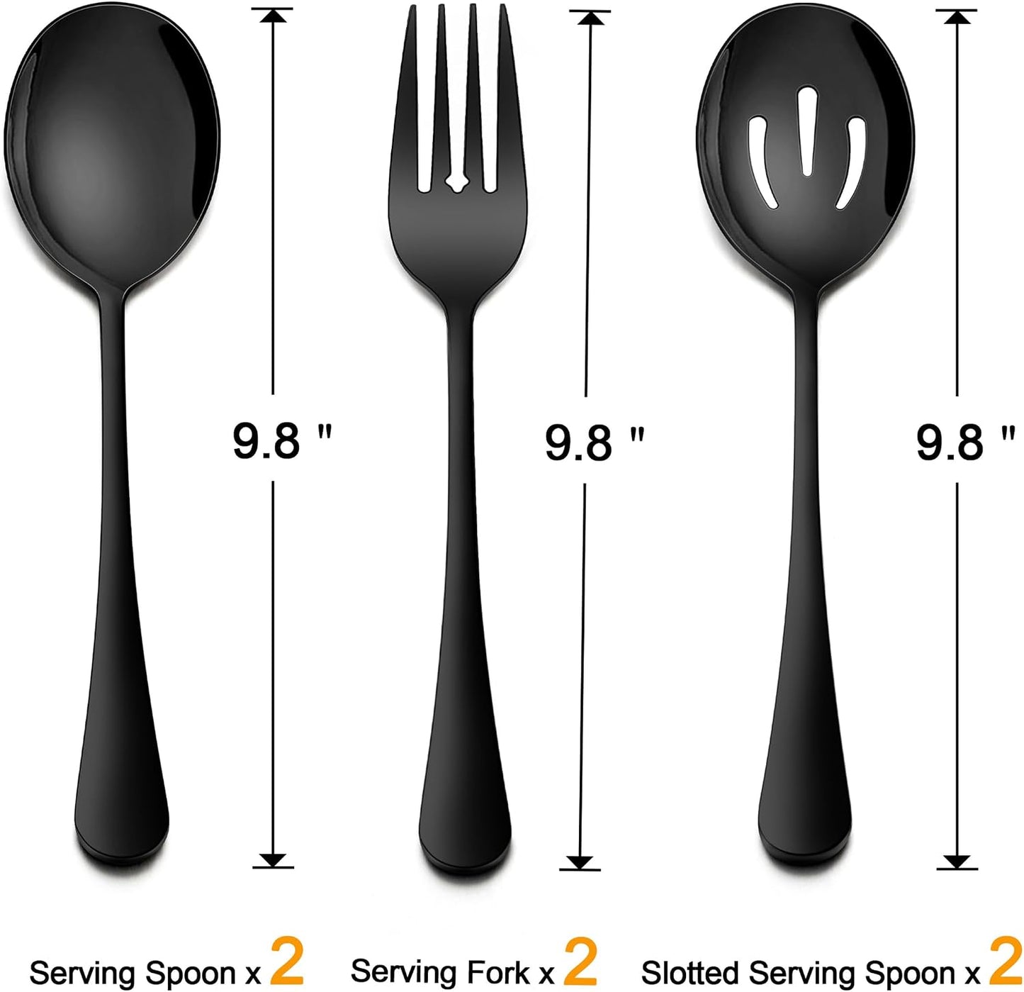 Set 6 cucharas acero inox color negro para servir