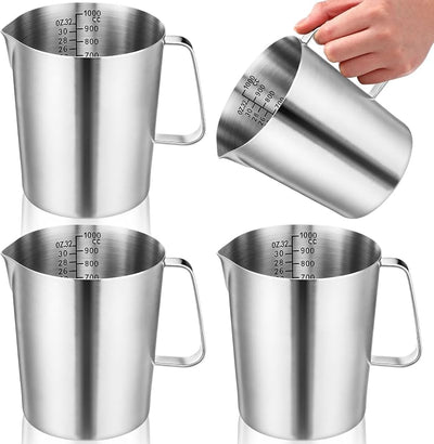4 Jarras Acero Inox 33.8oz para Medir Líquidos