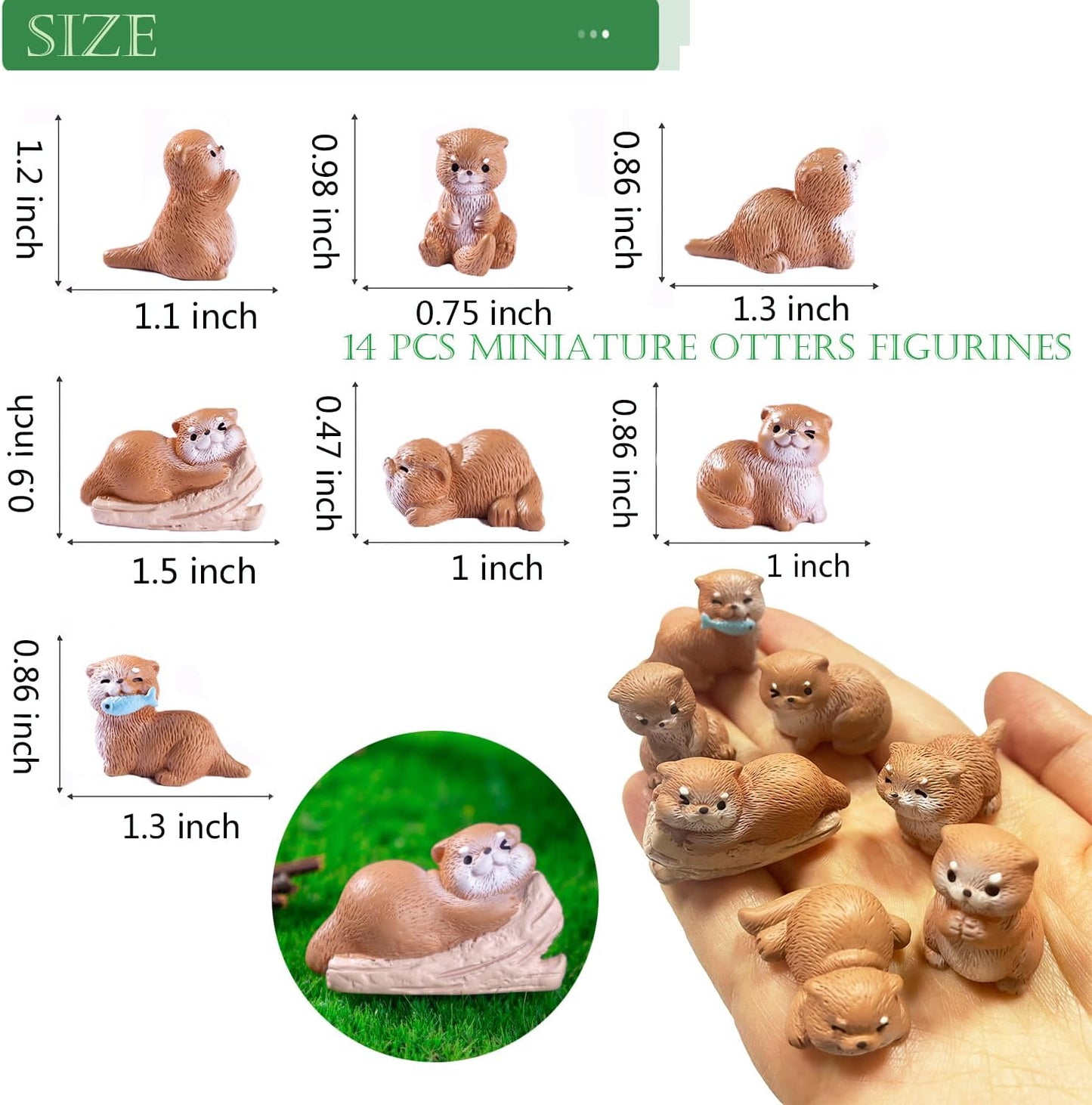 14 figuras nutria mini jardín hadas decoración césped