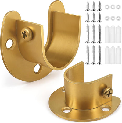 2 Soportes Acero Inox Resistentes Barra Armario 1.0" Dorado