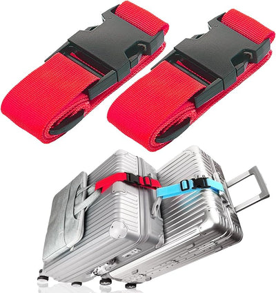 2 Correas para maletas conector viaje ajustable rojo