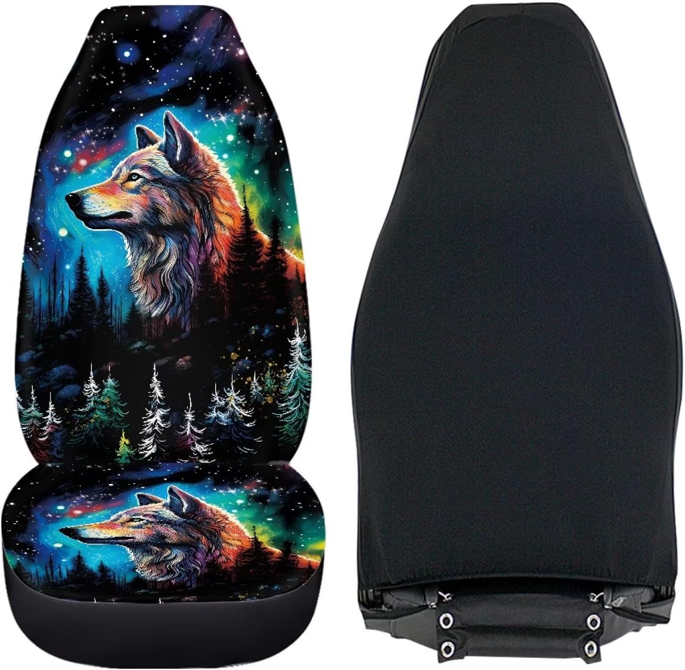 Fundas asiento coche estampado lobo 2 pzas universal