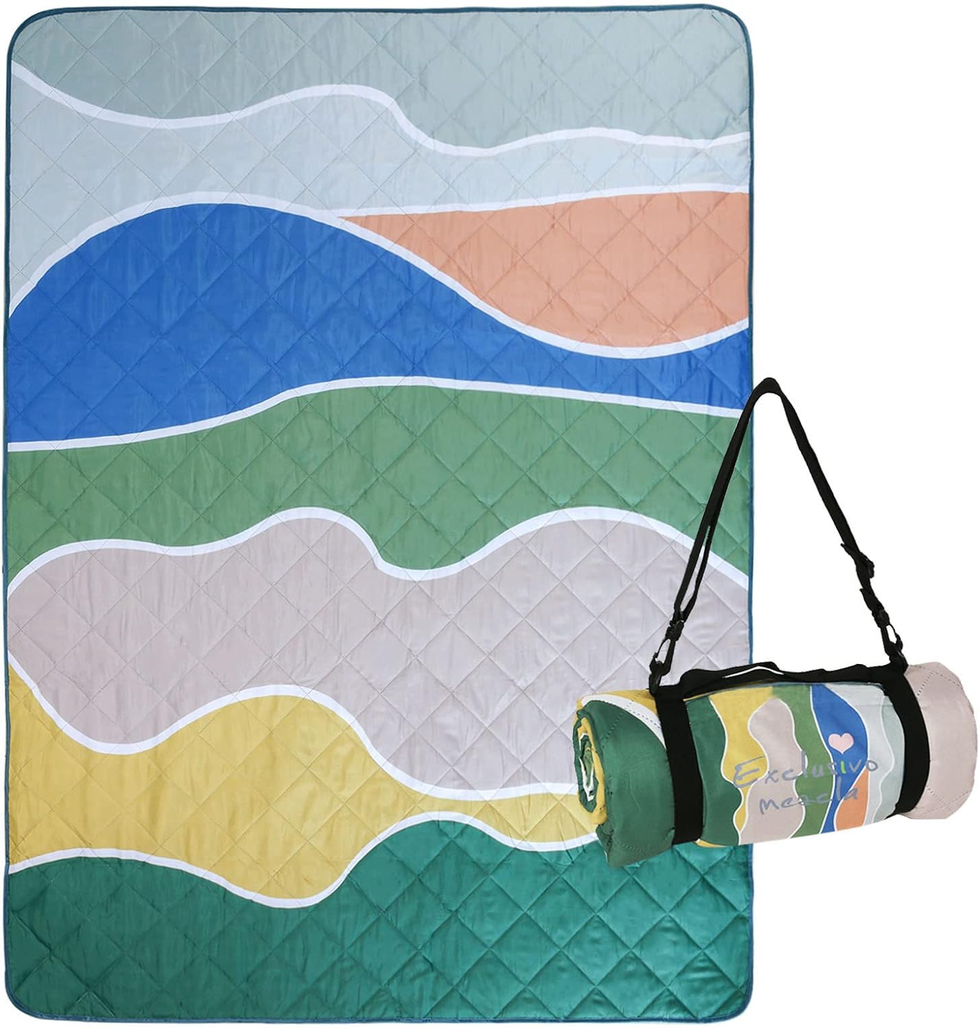 Manta picnic impermeable poliéster floral 60x80"
