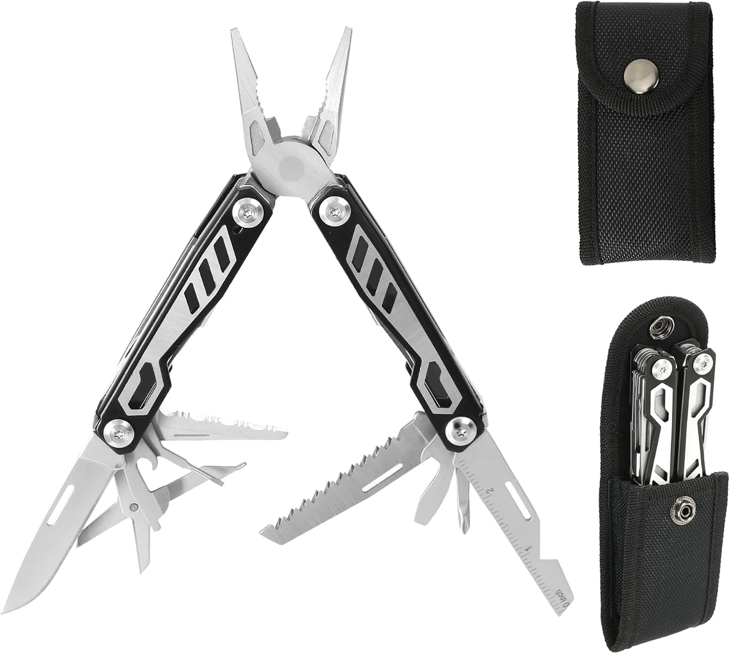 Multiherramienta 16en1 compacta mango negro agarre alto EDC