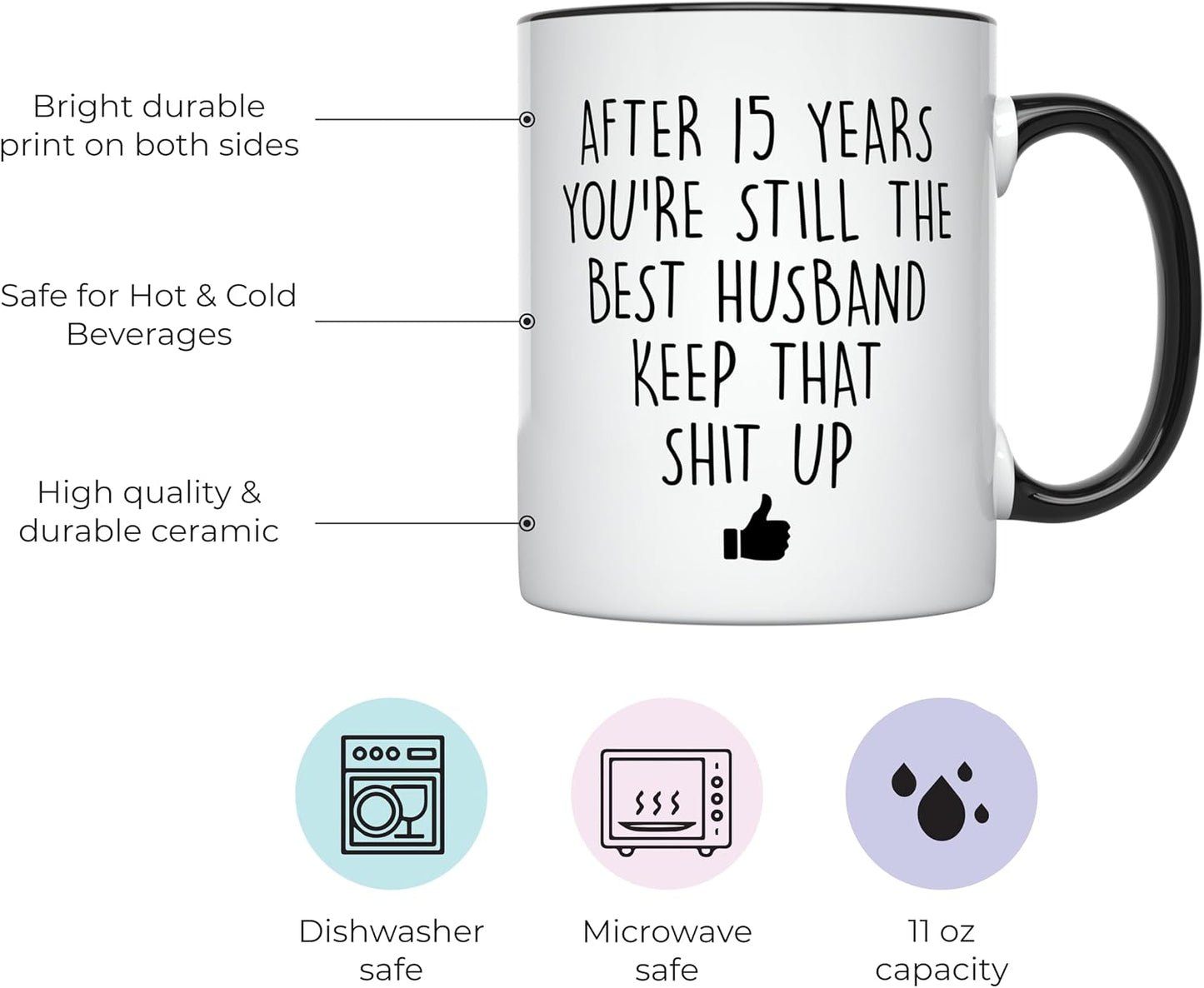Taza café aniversario 15 años para él 11oz