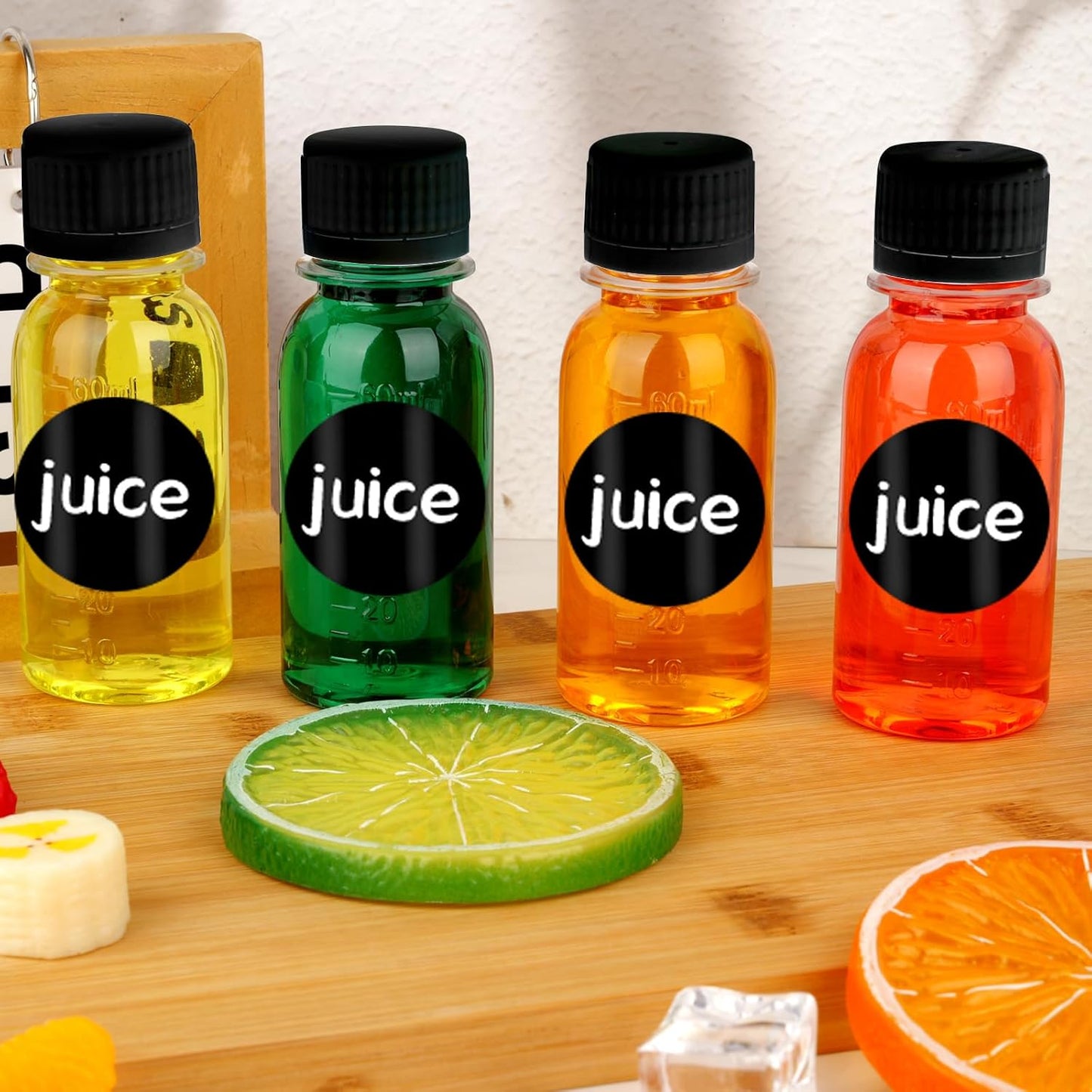 100 Pzas Botellas Shot Plástico 2oz Con Tapas