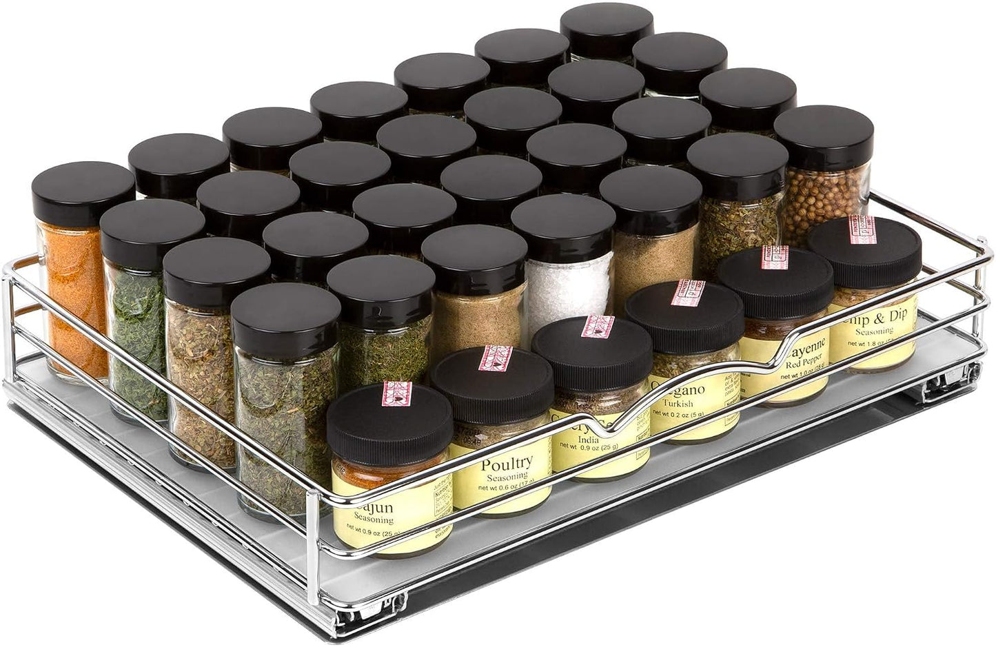 Organiz. especias deslizante cromado 14pulg x 10 3/8pulg