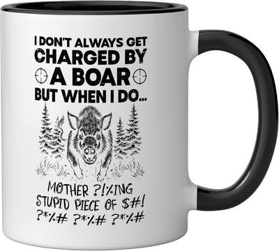 Taza Cerámica Caza Cerdo Negro/Blanco