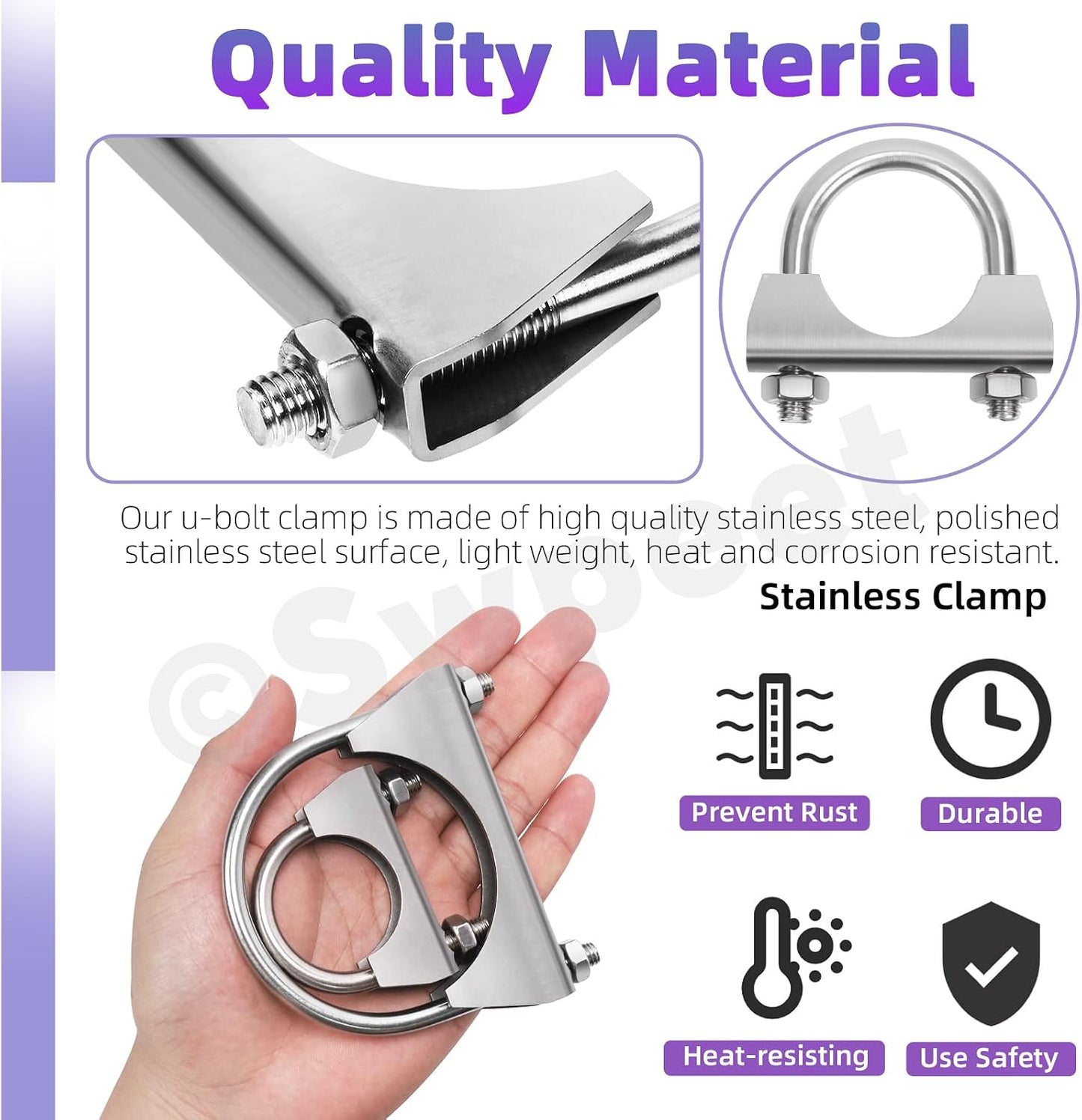 Kit 2 abrazaderas U escape 1.3" acero inox