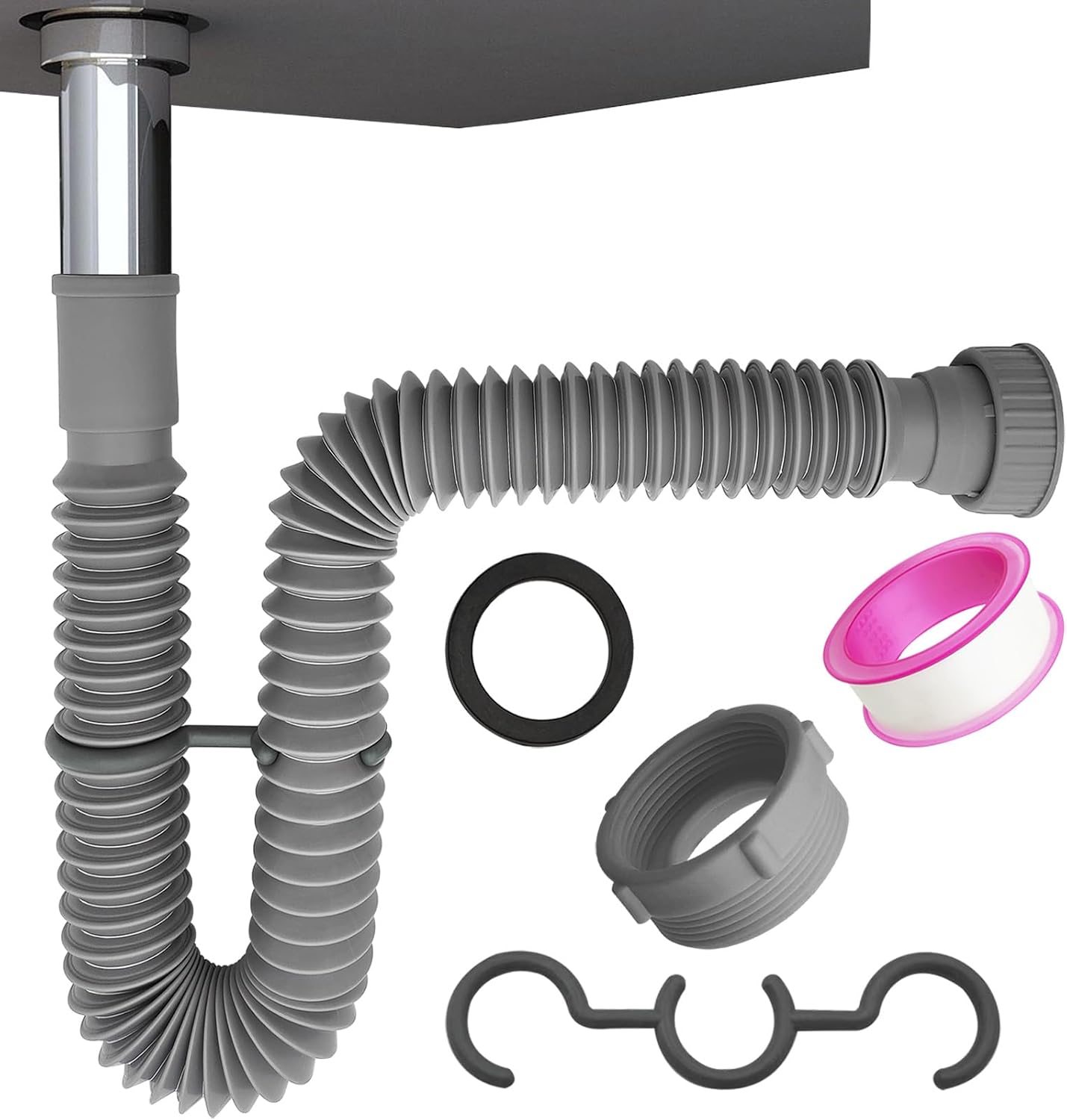 Trampa P flexible para baño adaptador drenaje 1 1/4 a 1 1/2