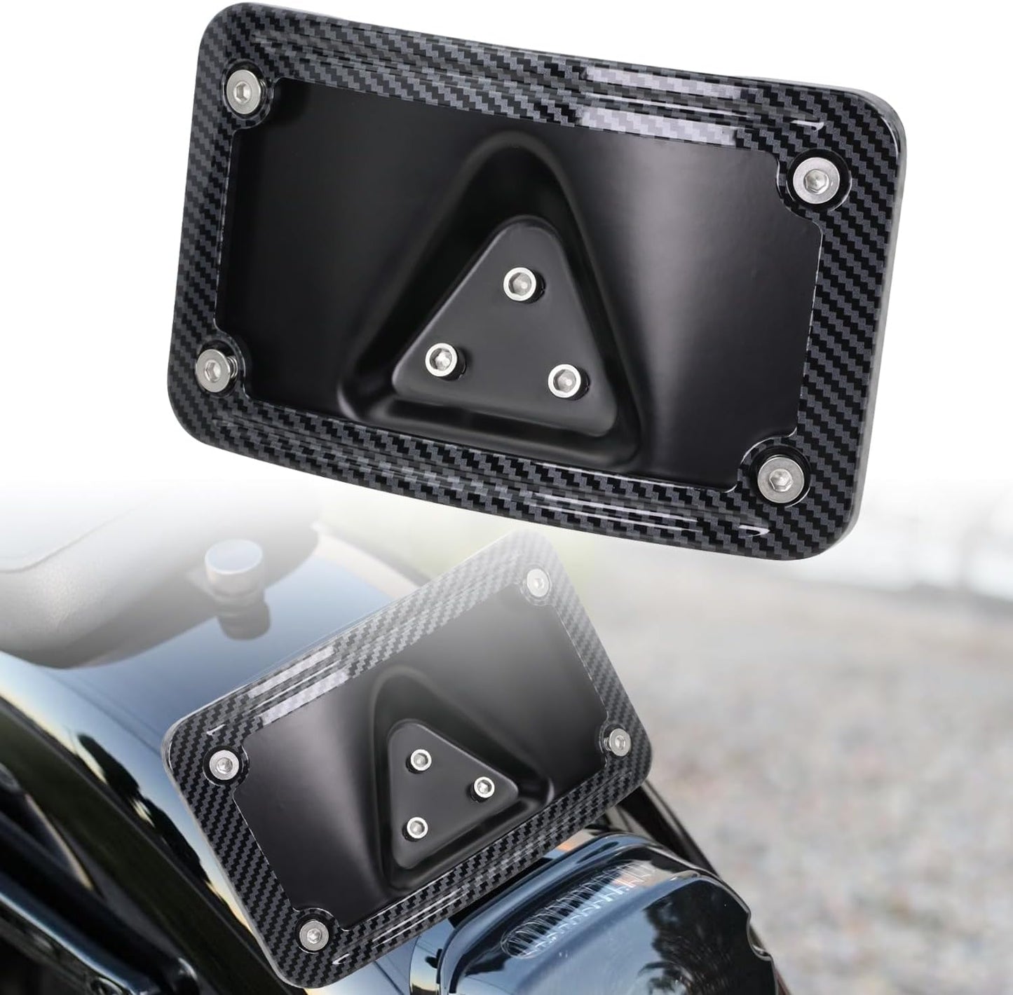 Montura curva placa matrícula Harley 3 agujeros fibra