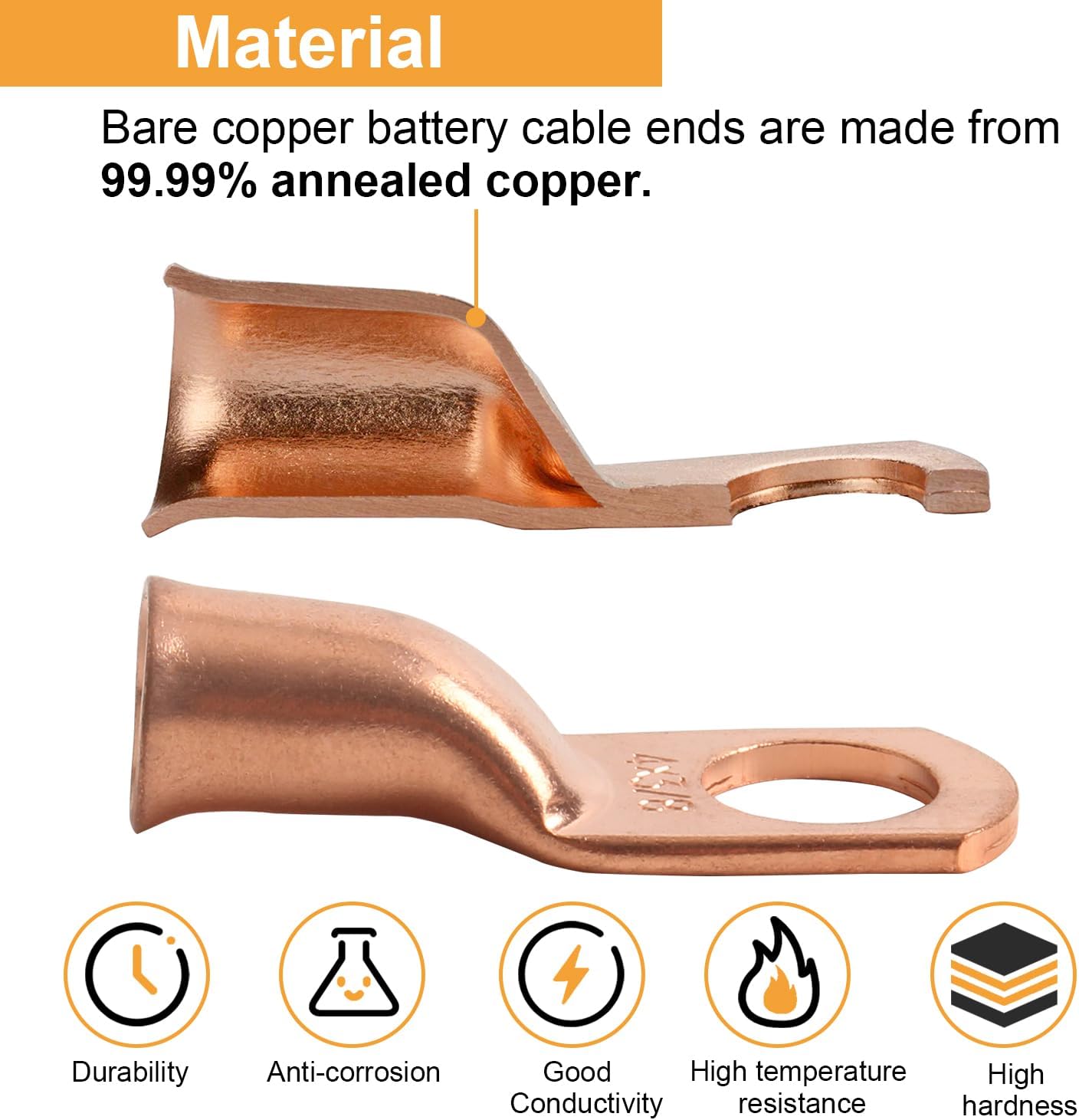 25 Pzas Terminales Anillo Cobre 4/0 AWG-5/16