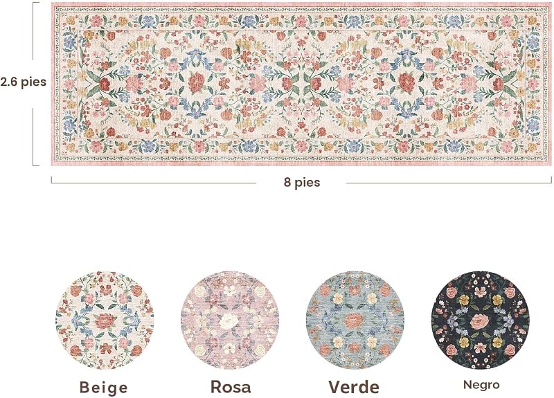 Alfombra vintage pasillo cocina antiderrap 2'6x8'