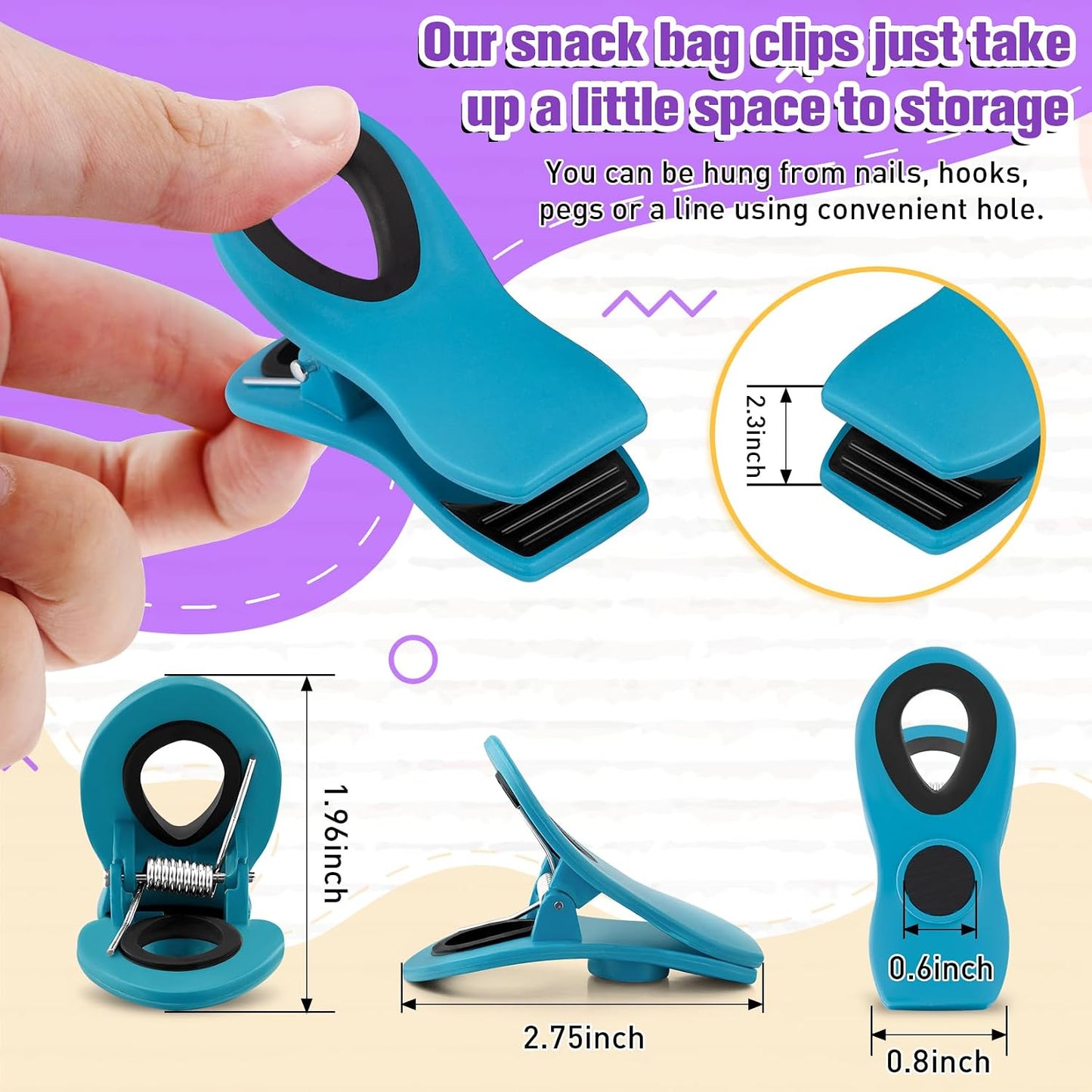 24 Clips Magnéticos Plástico Alimentos Color Surtido Cocina
