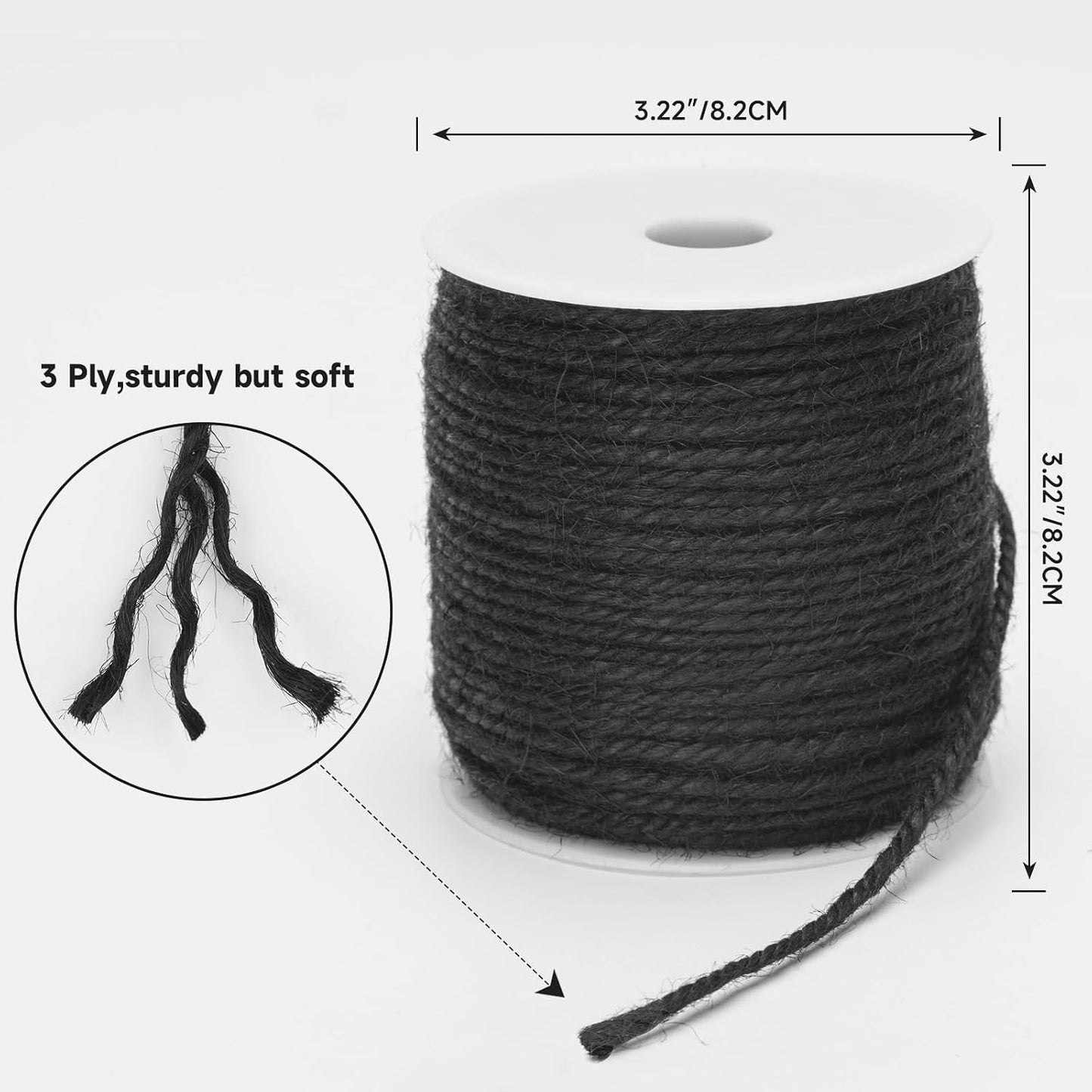 Cuerda yute 0.118pulg negro 328ft resistente manualidades