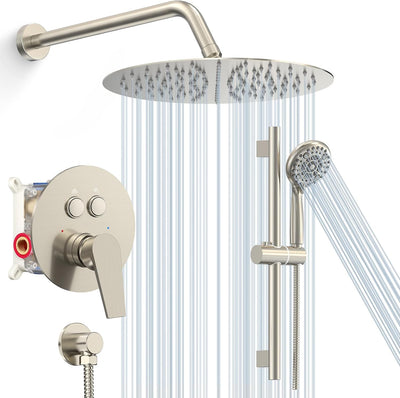 Sistema ducha lluvia 10pulg barra deslizante grifo níquel