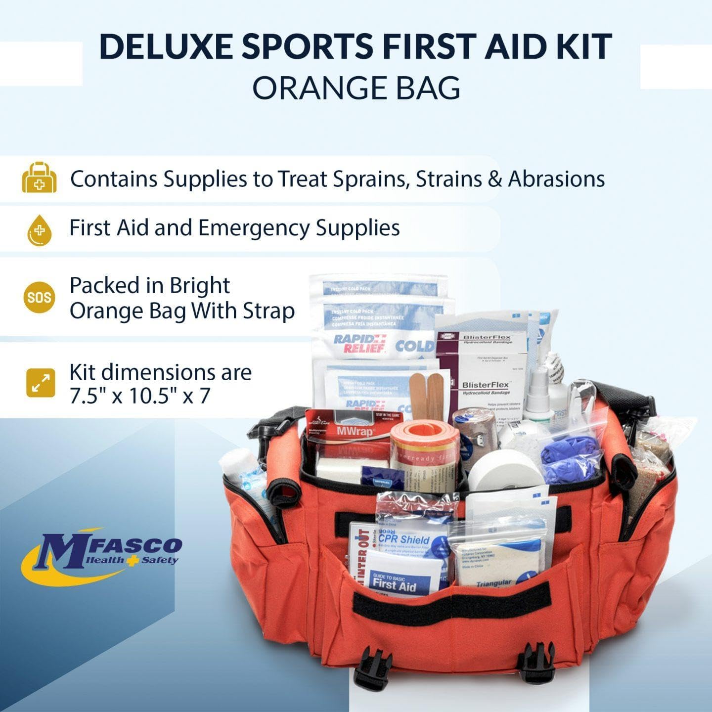 Kit primeros auxilios deportivo naranja 277 pzas