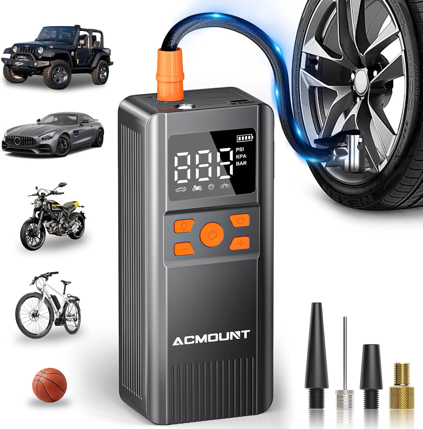 Inflador neumáticos compresor aire 150 PSI inalámbrico LED