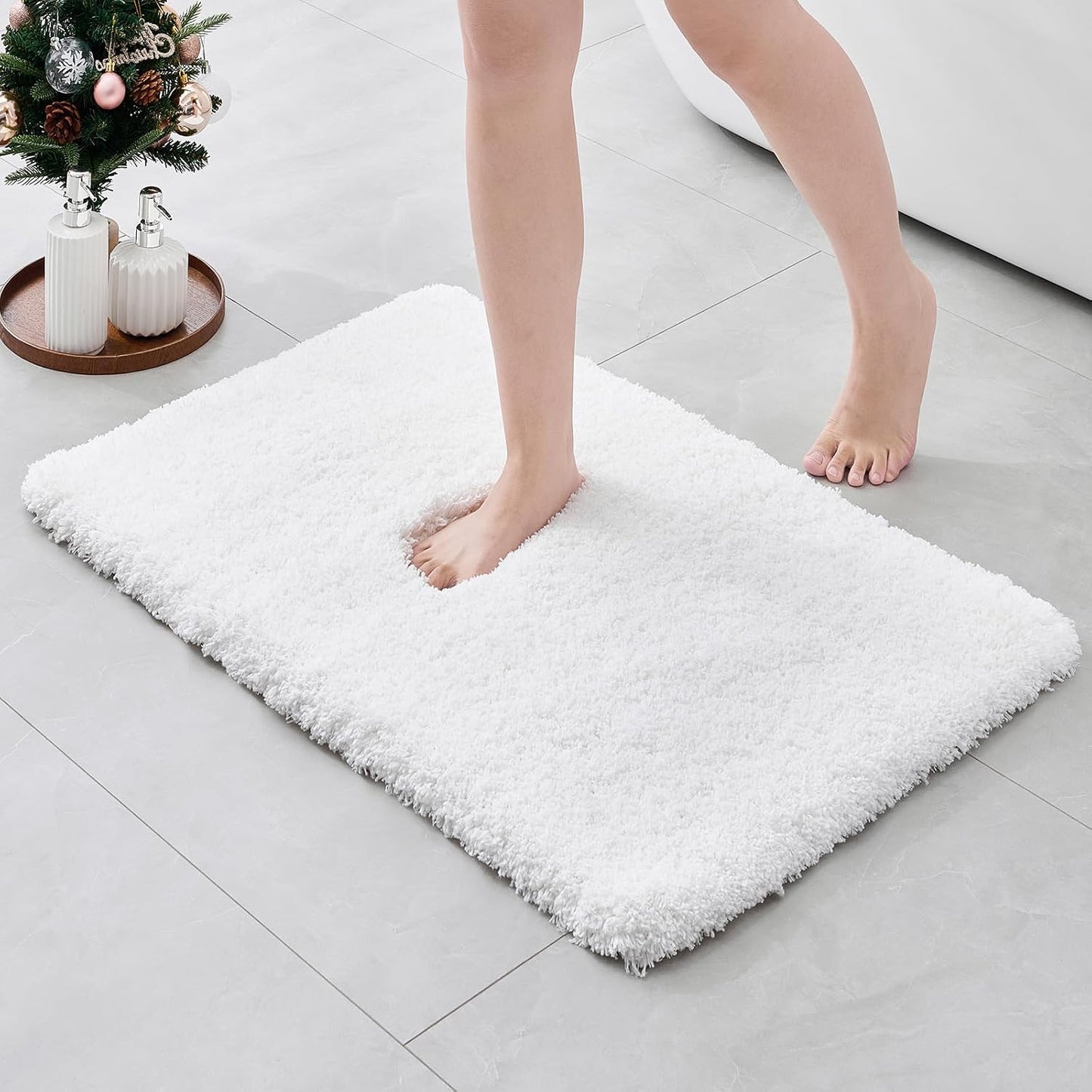 Alfombra baño blanca 36x24" antiderrap microfibra