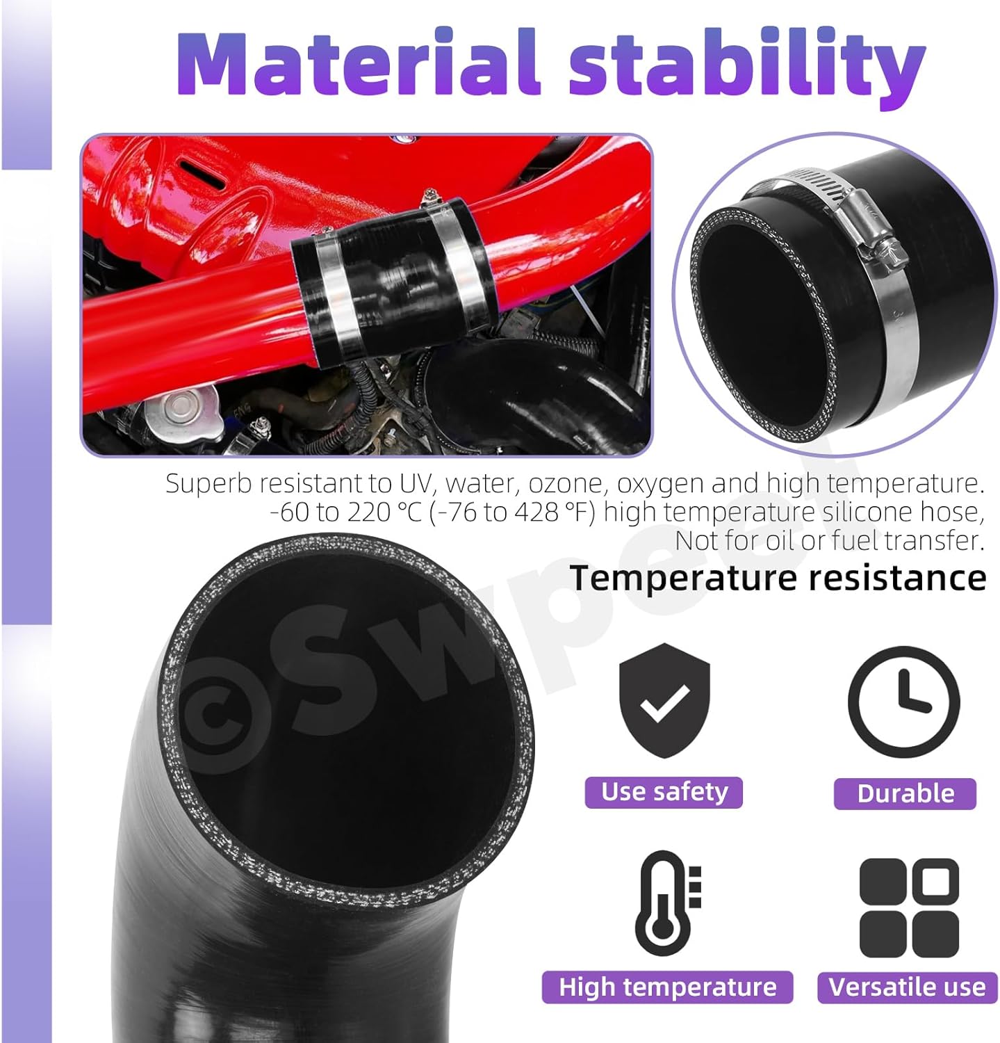 Codo manguera silicona 3" 45grados con abrazadera acero inox
