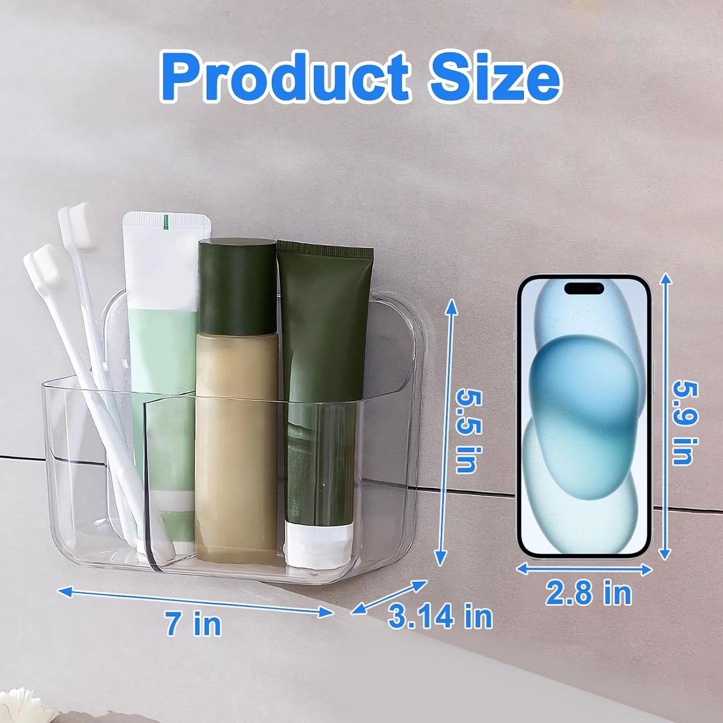 Organiz. acrílico autoadhesivo para pared baño cocina