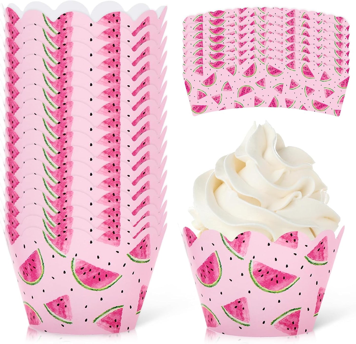36 Envoltorios Sandía para Cupcakes Decoración Verano