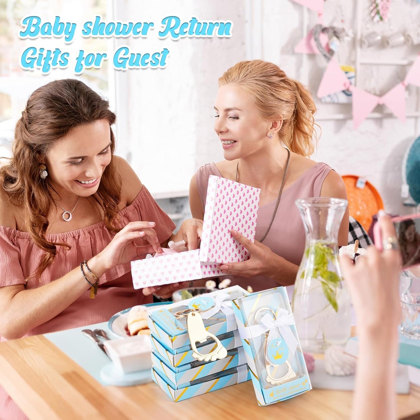12 Abrebotellas Azules para Baby Shower