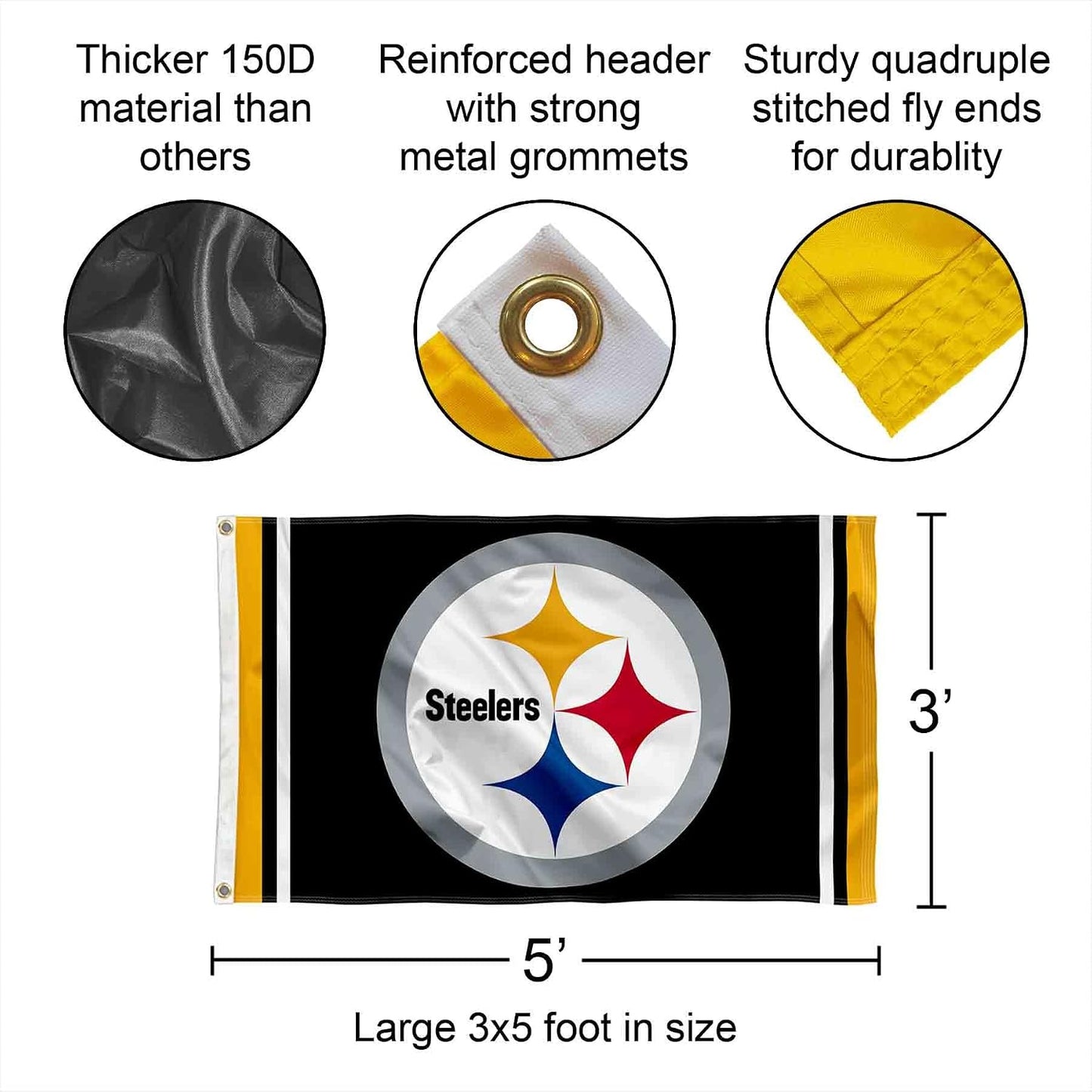 Kit soporte y mástil bandera Pittsburgh Steelers