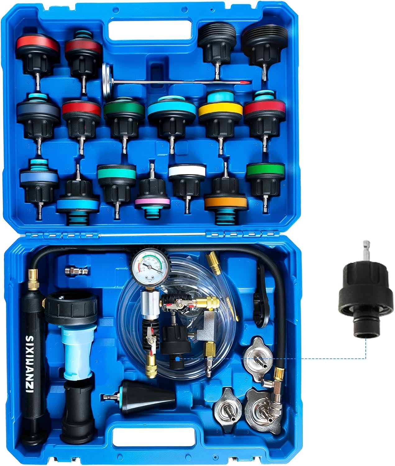 Kit prueba presión refrigerante 31 pzas 24 adaptadores
