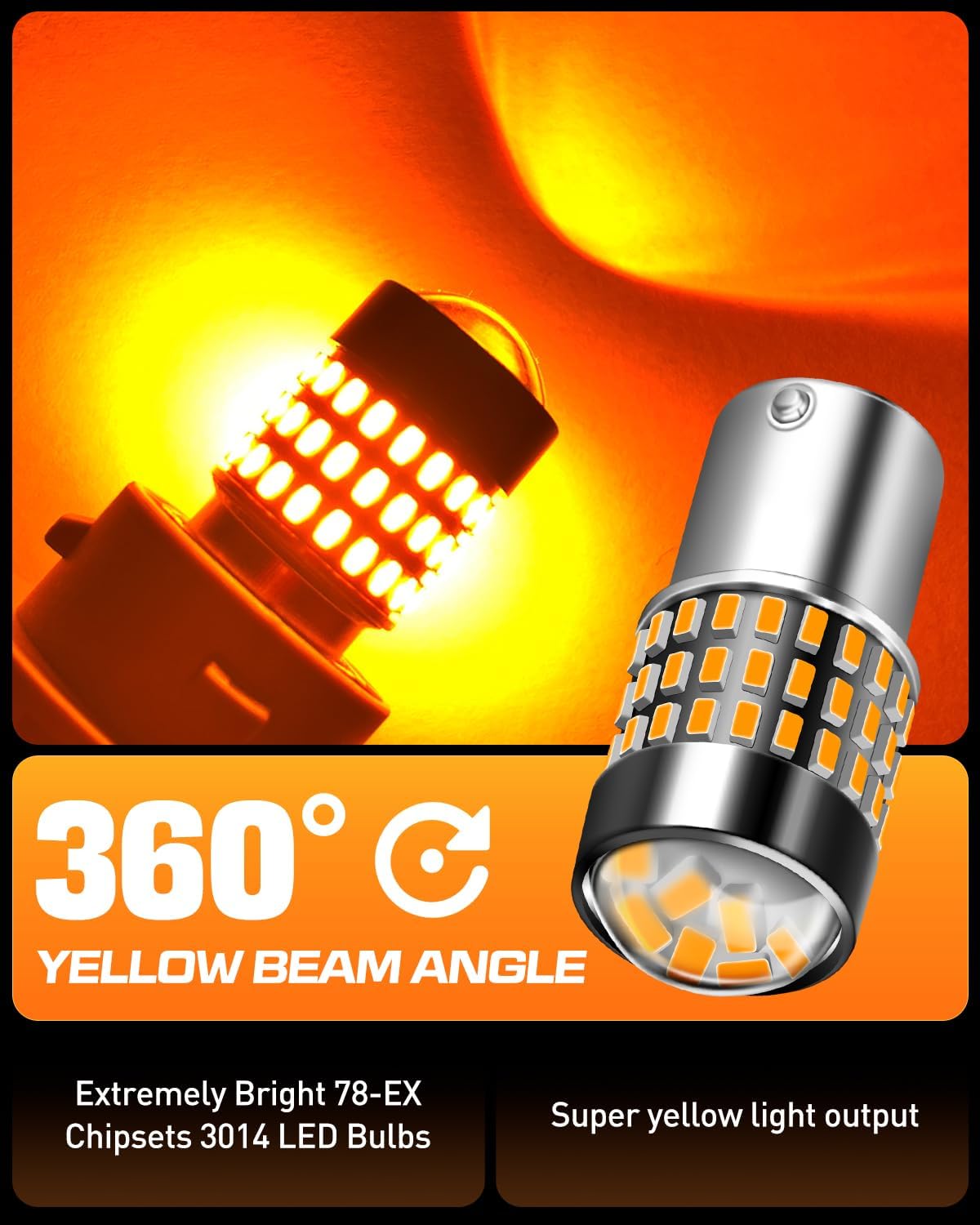 Pack 2 Bombillas LED Ámbar P21W Luz Señal Giro
