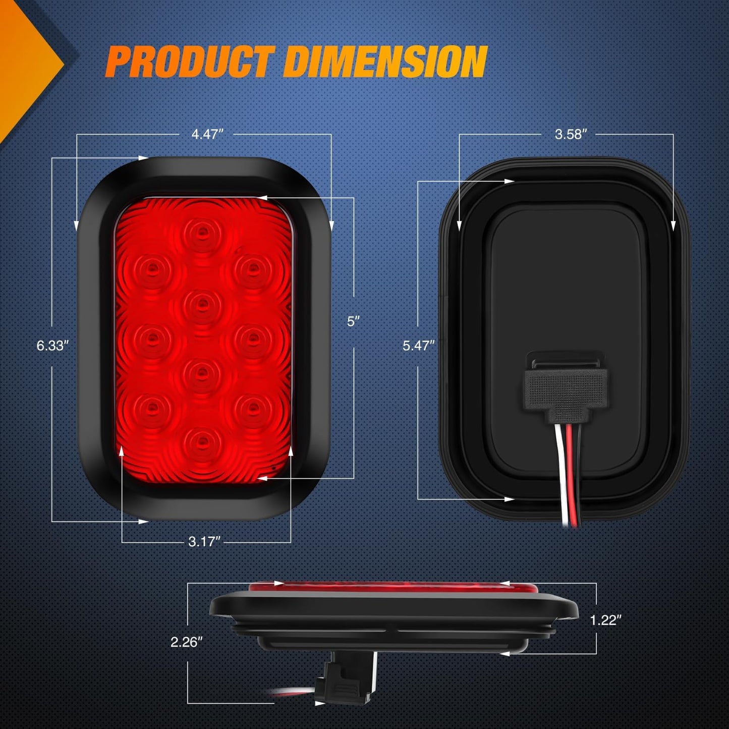Luz trasera remolque 5x3 2pzas roja 10LED IP67
