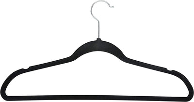 10 Perchas Terciopelo Negro Delgadas Abrazables